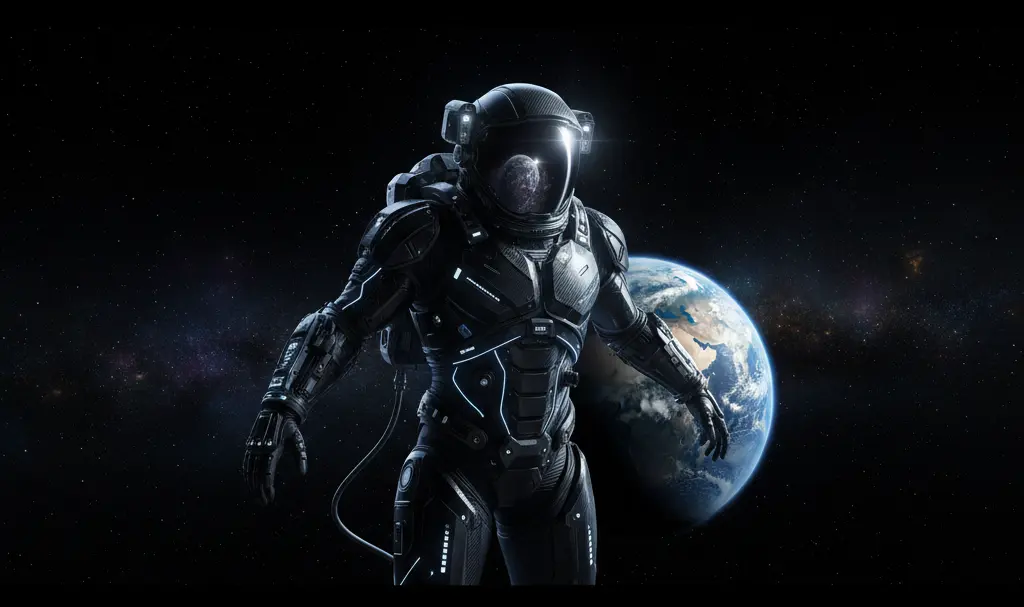 Image showing Astronaut Alone in Space with Distant Earth