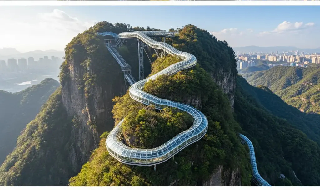 Almost a Kilometer Long, 242 Meters High, and a 21-Minute Ride. China Opens the World’s Largest Escalator